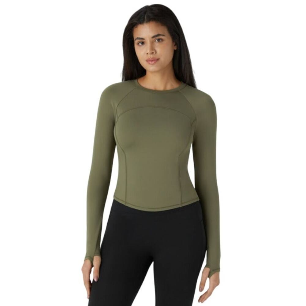 Halara Softlyzero Green Plush Thermal Raglan Long Sleeve Thumbhole Top Small (S)